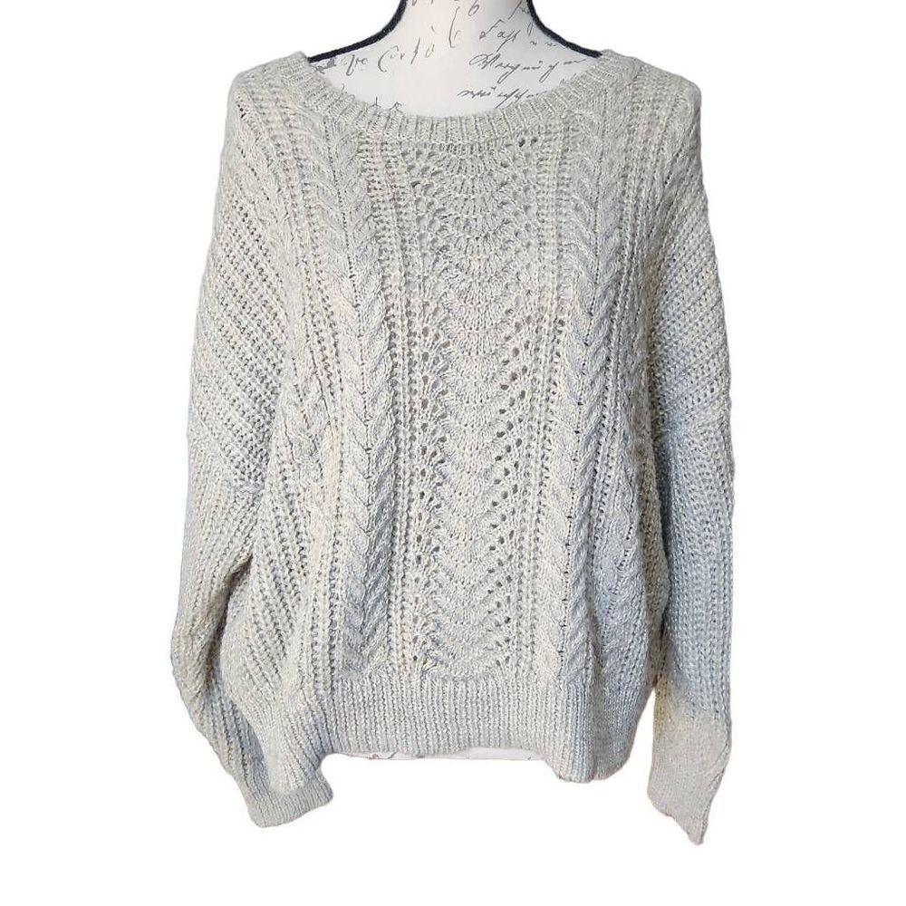 Express Ladies SizeβLarge Gold Metallic Chunky KnitβSweater
